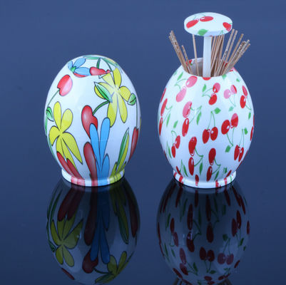Plastic Refillable Cherry Printed ABS Decorative Toothpick Holder
